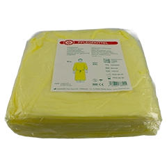 Pflegekittel Einweg-Vliesstoff, mit Armbünchen, gelb